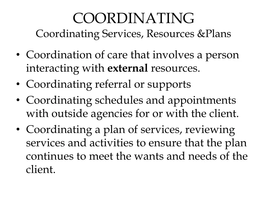 coordinating coordinating services resources plans