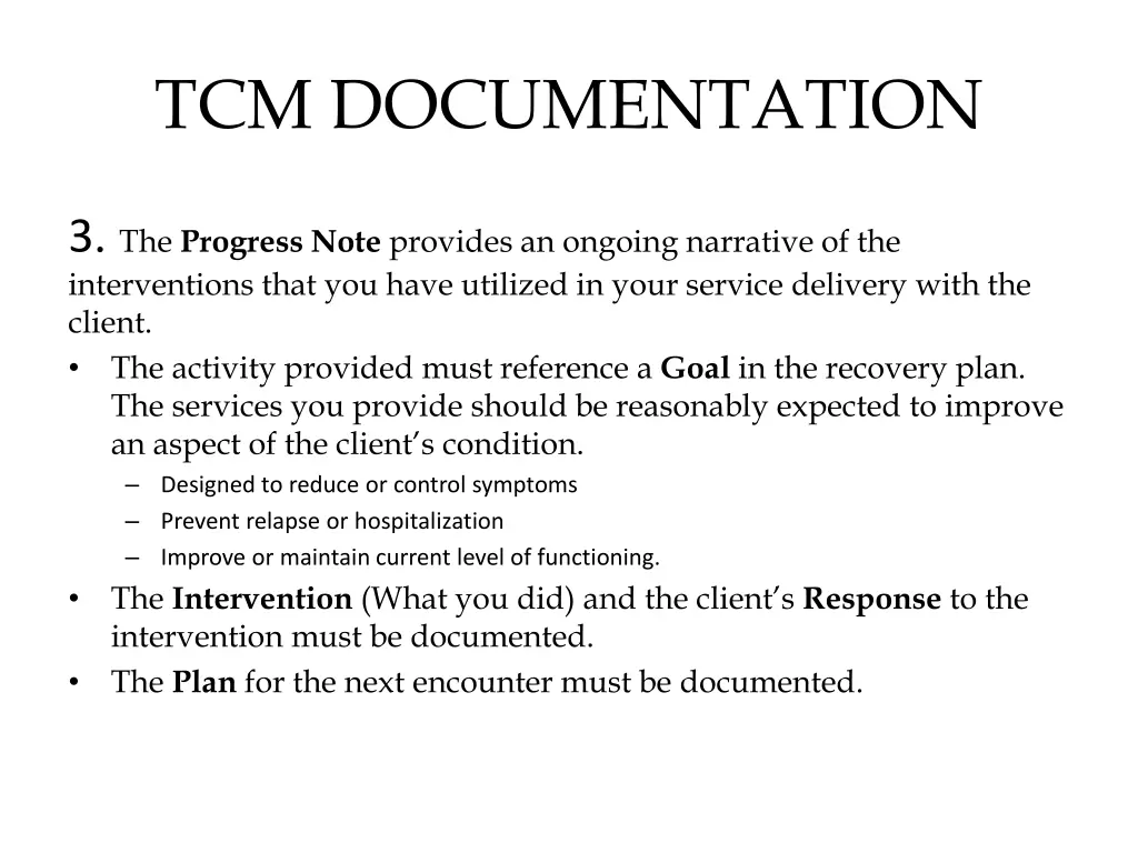 tcm documentation 1