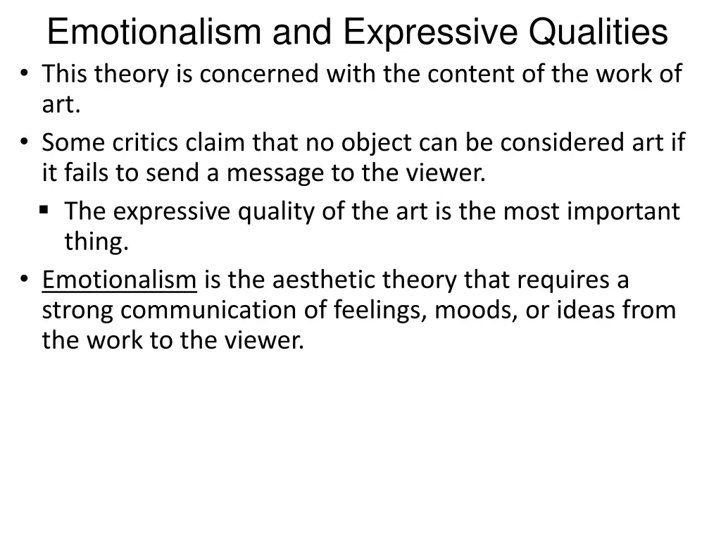 emotionalism and expressive qualities this theory