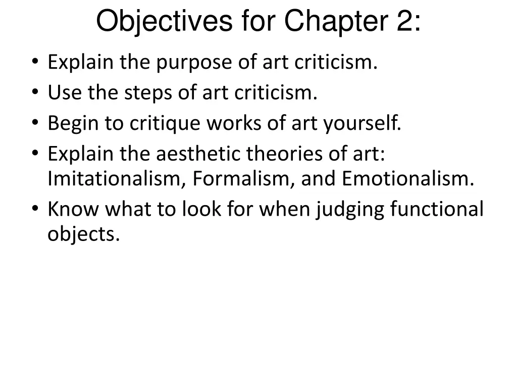 objectives for chapter 2 explain the purpose