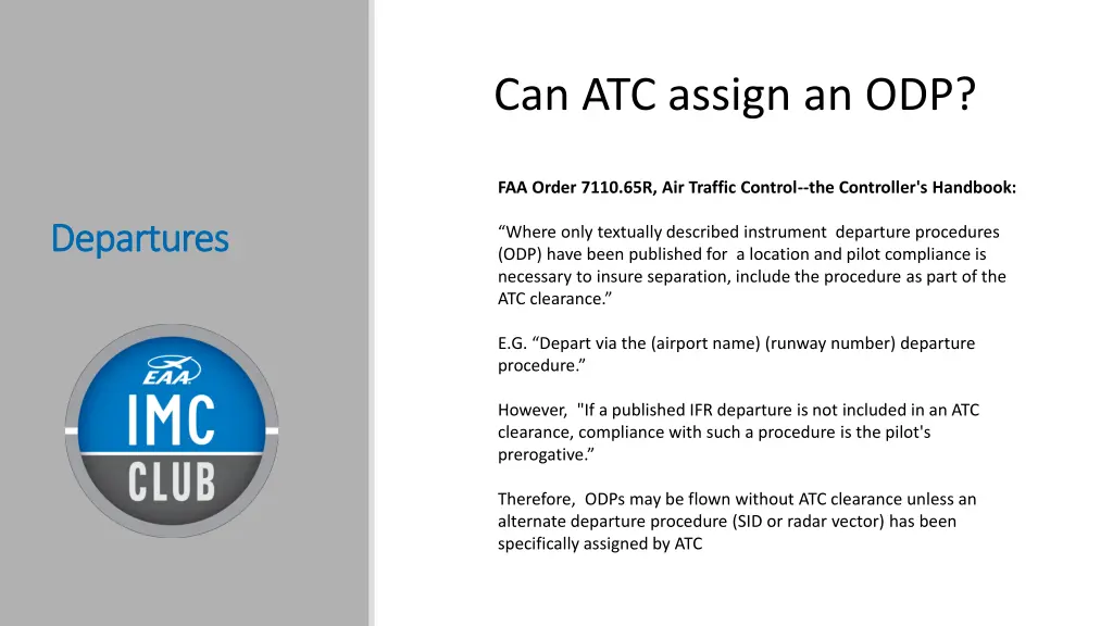 can atc assign an odp 2