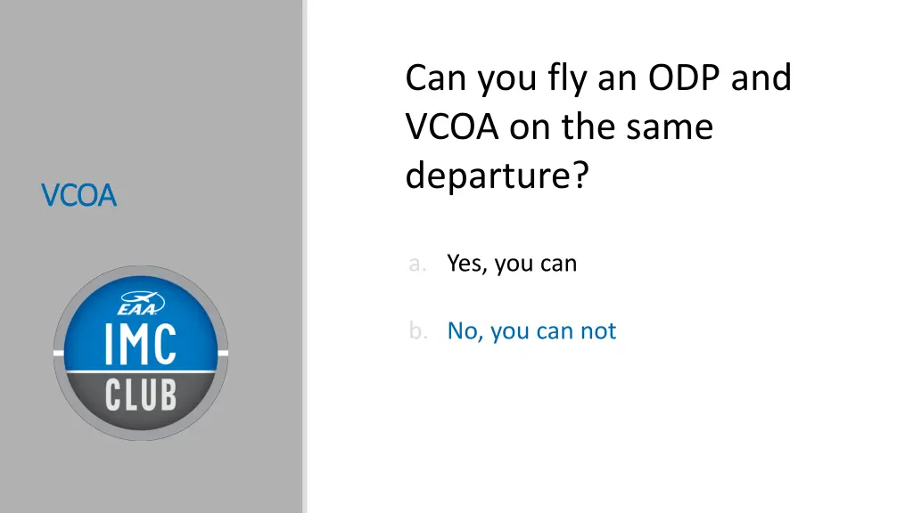 can you fly an odp and vcoa on the same departure 1