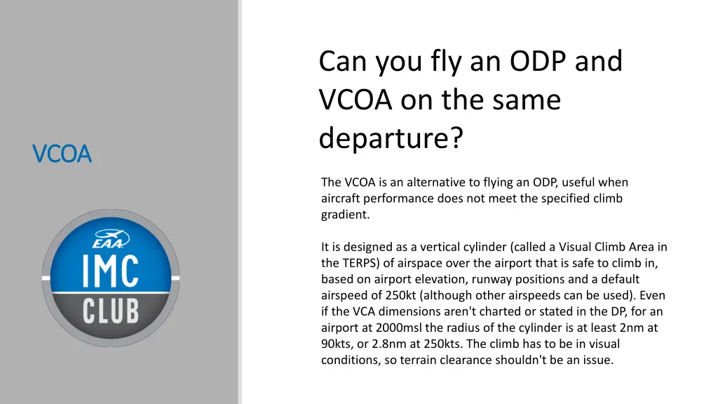 can you fly an odp and vcoa on the same departure 2