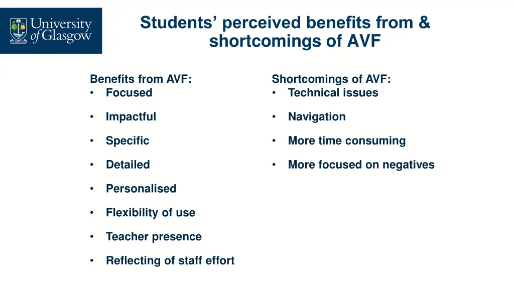 students perceived benefits from shortcomings