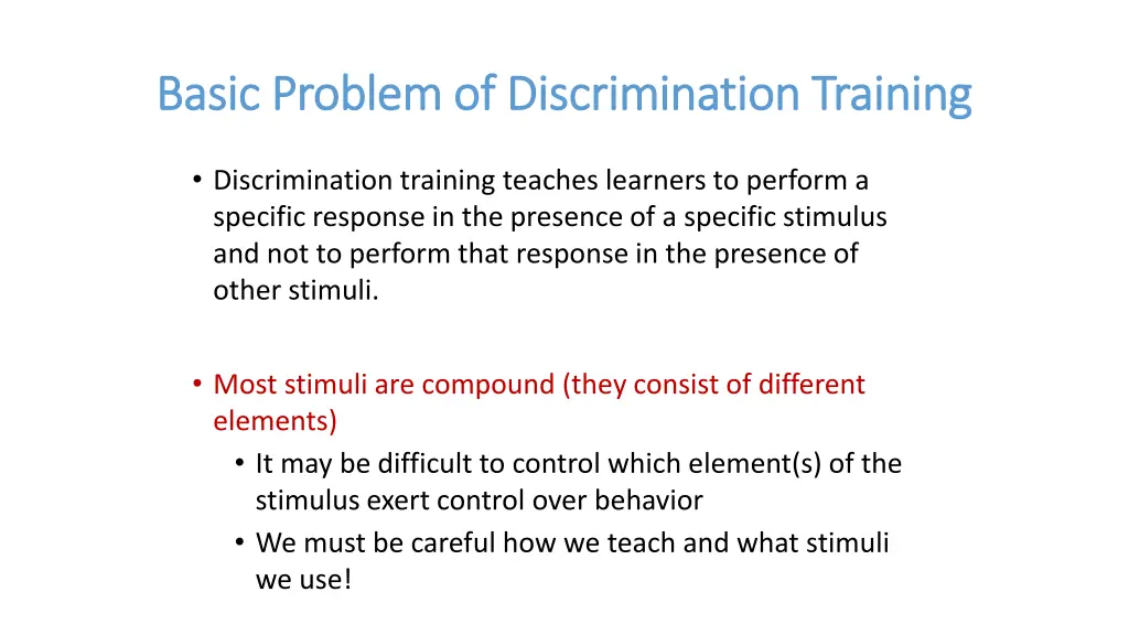 basic problem of discrimination training basic