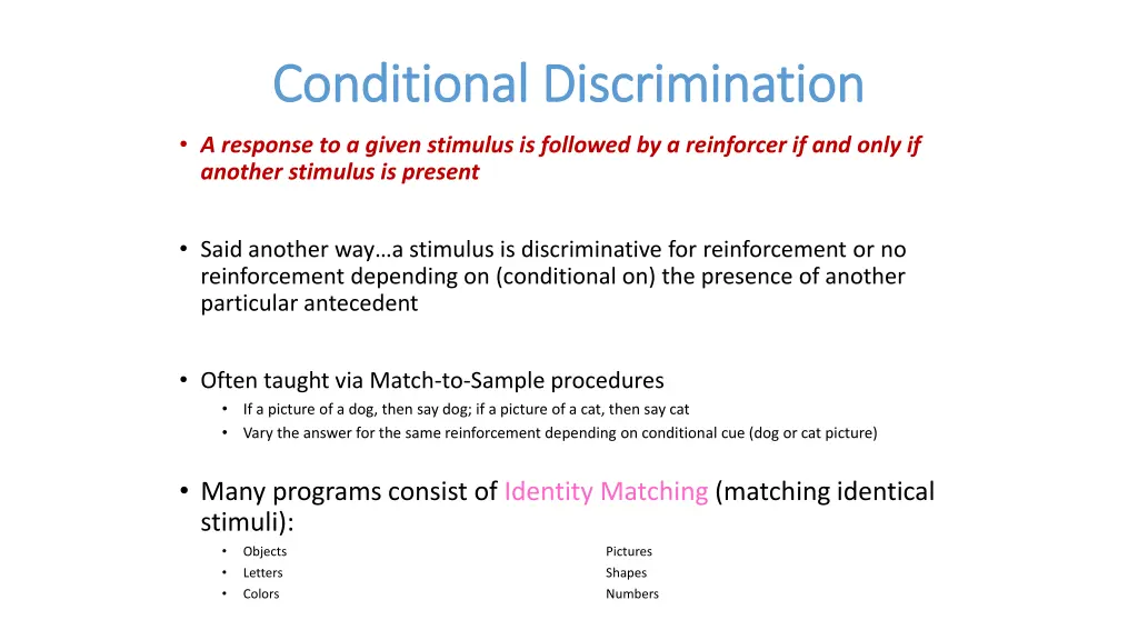 conditional discrimination conditional