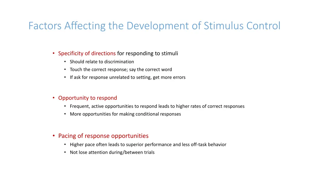 factors affecting the development of stimulus 1