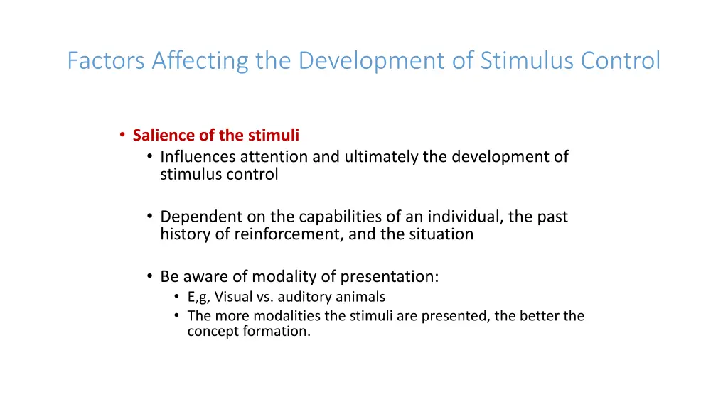 factors affecting the development of stimulus 2