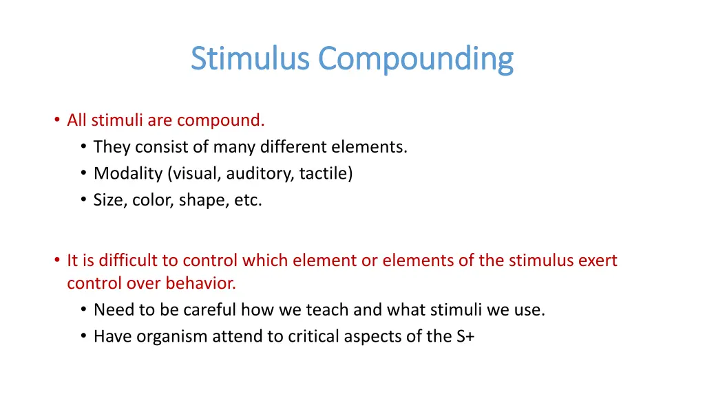 stimulus compounding stimulus compounding