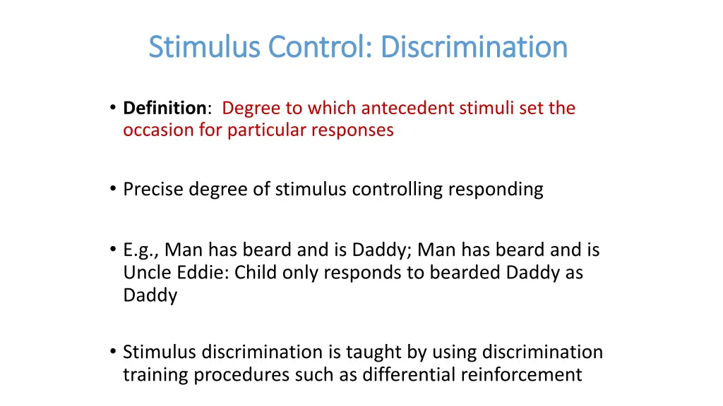 stimulus control discrimination stimulus control