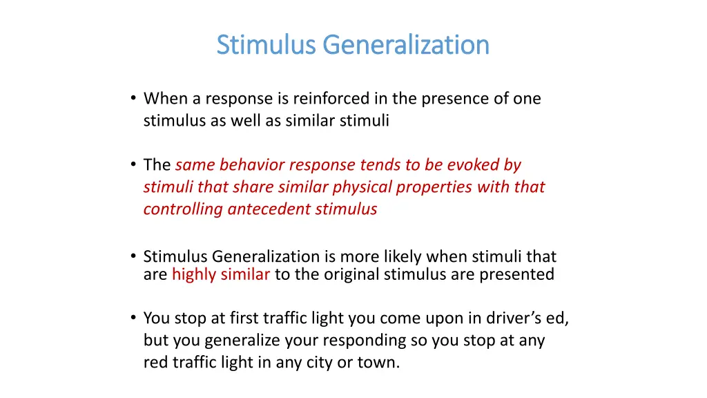 stimulus generalization stimulus generalization