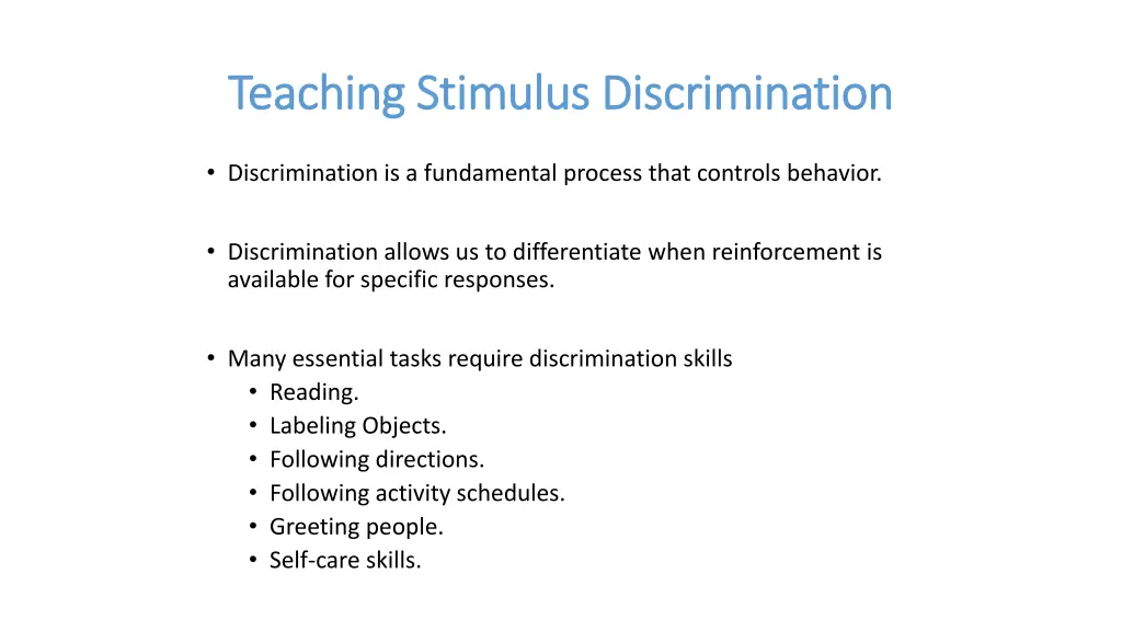 teaching stimulus discrimination teaching