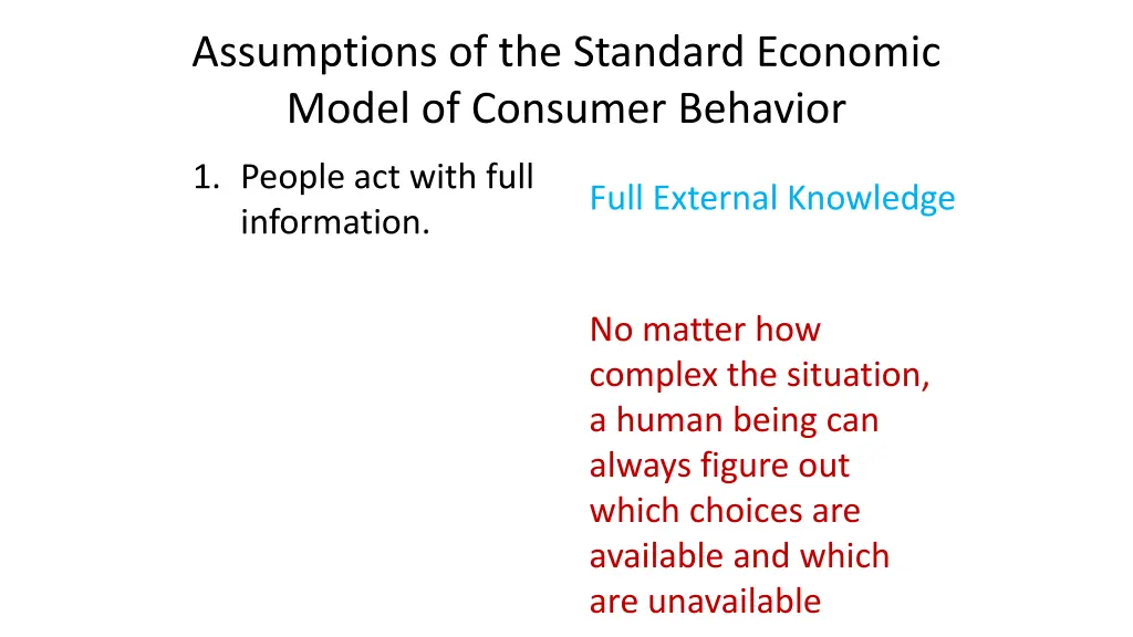 assumptions of the standard economic model 3