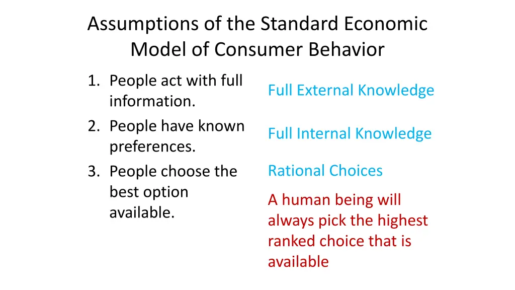 assumptions of the standard economic model 5