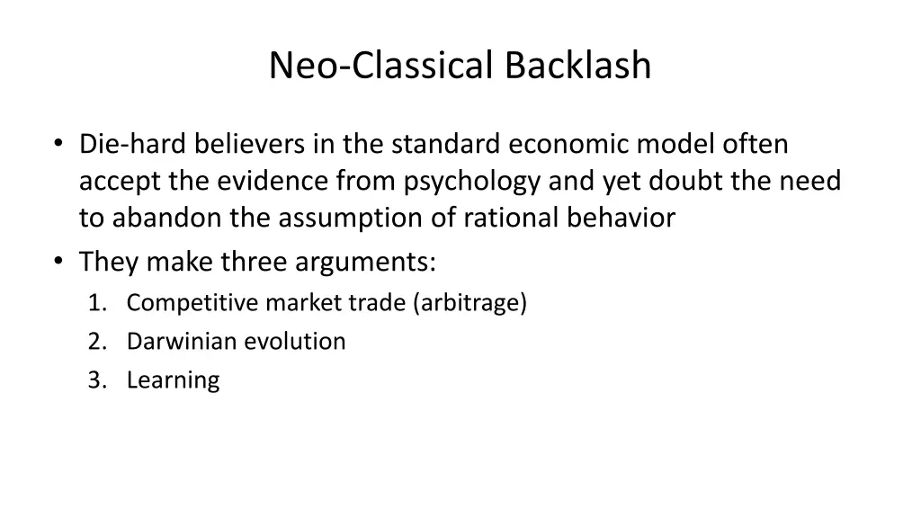 neo classical backlash