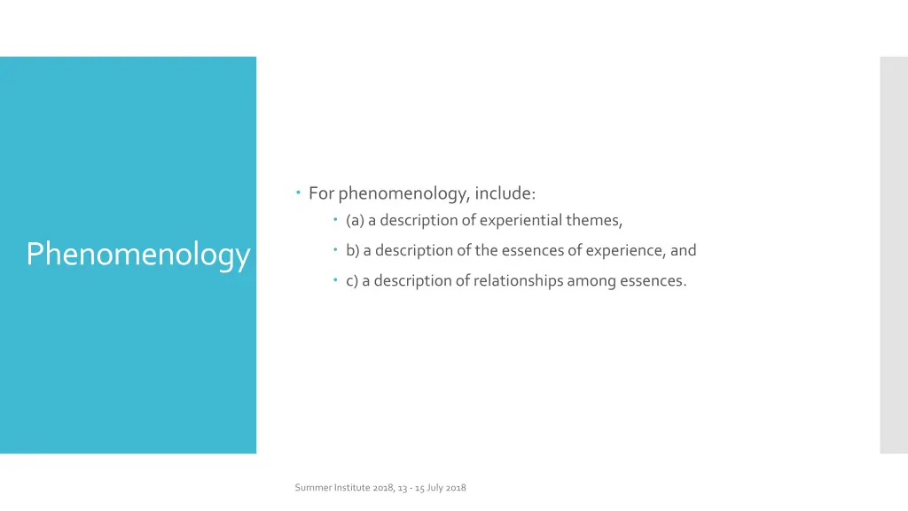 for phenomenology include a a description