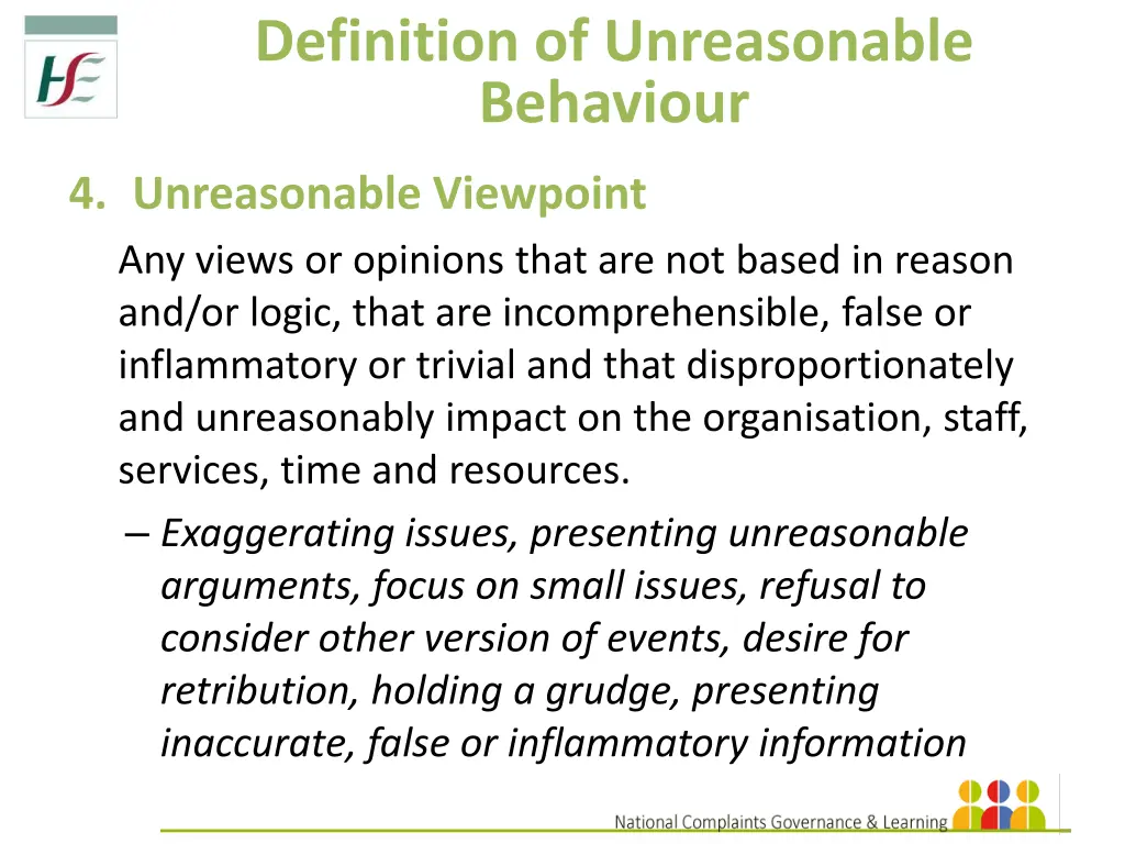 definition of unreasonable behaviour 4