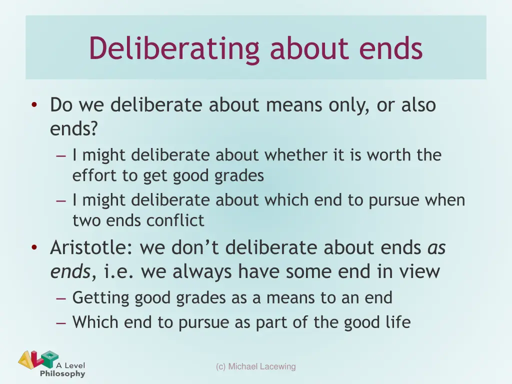 deliberating about ends