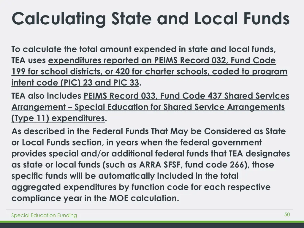 calculating state and local funds