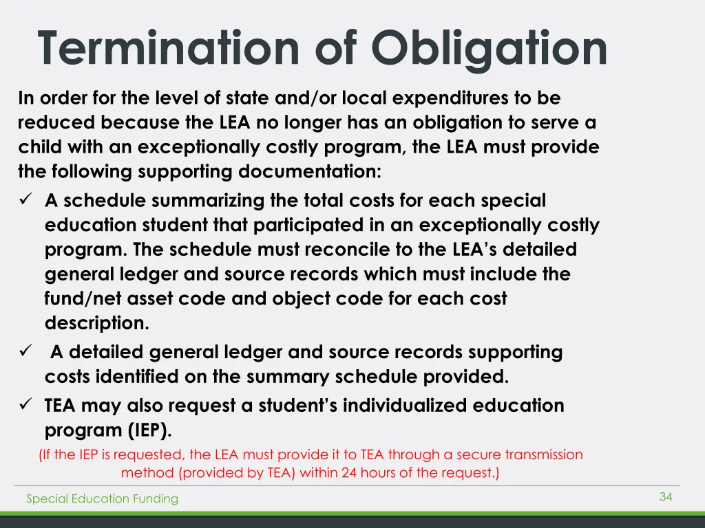 termination of obligation