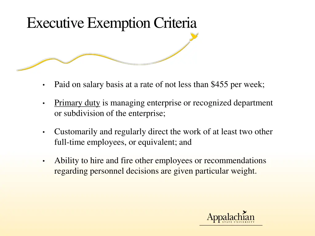 executive exemption criteria