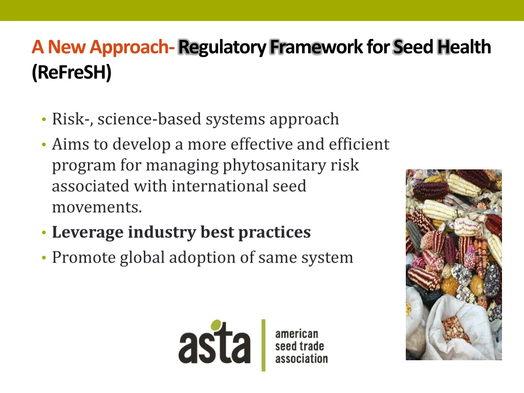 a new approach regulatory framework for seed