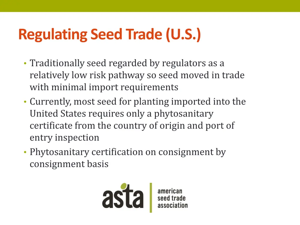 regulating seed trade u s