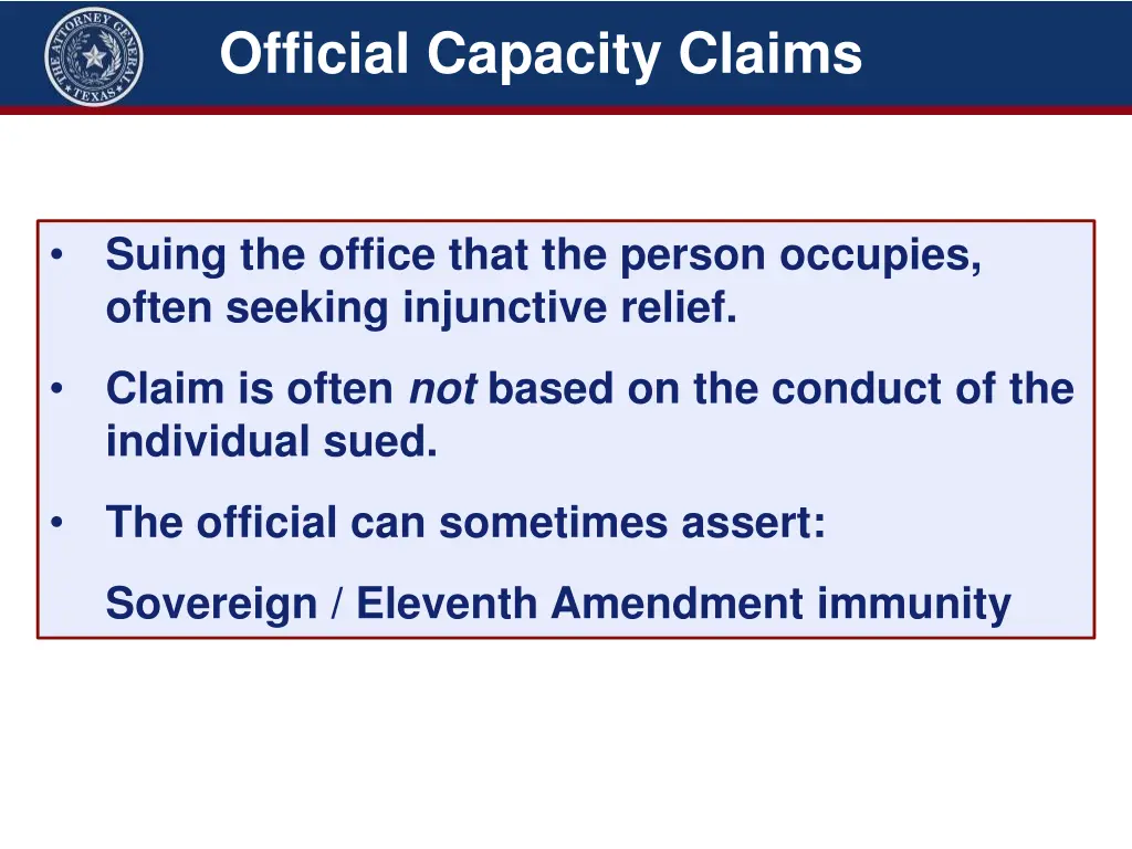 official capacity claims