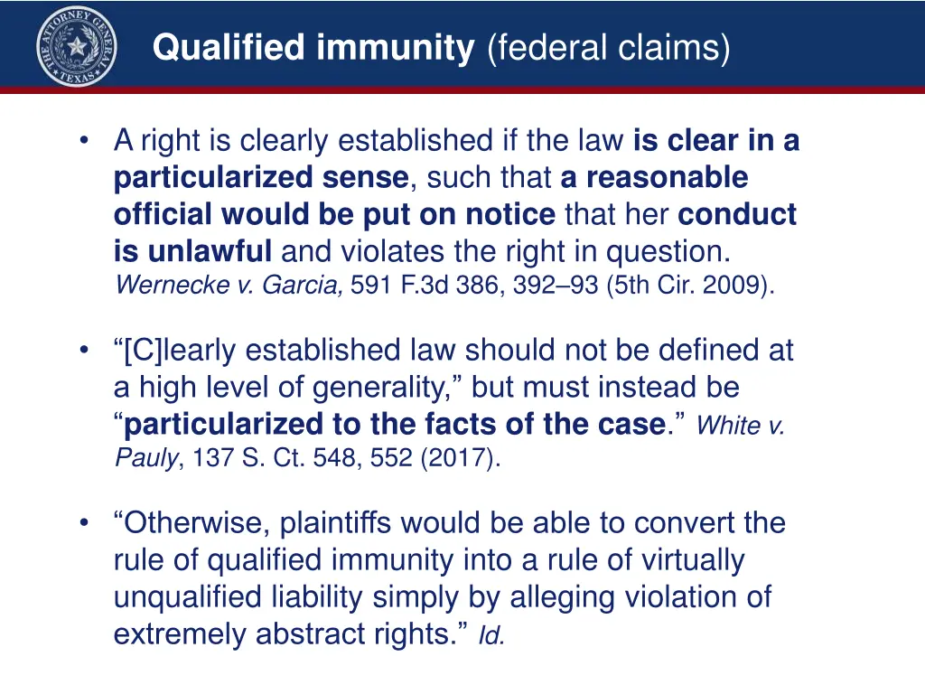 qualified immunity federal claims 1