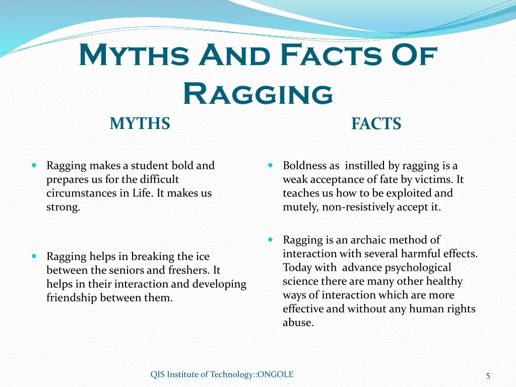 myths and facts of ragging myths