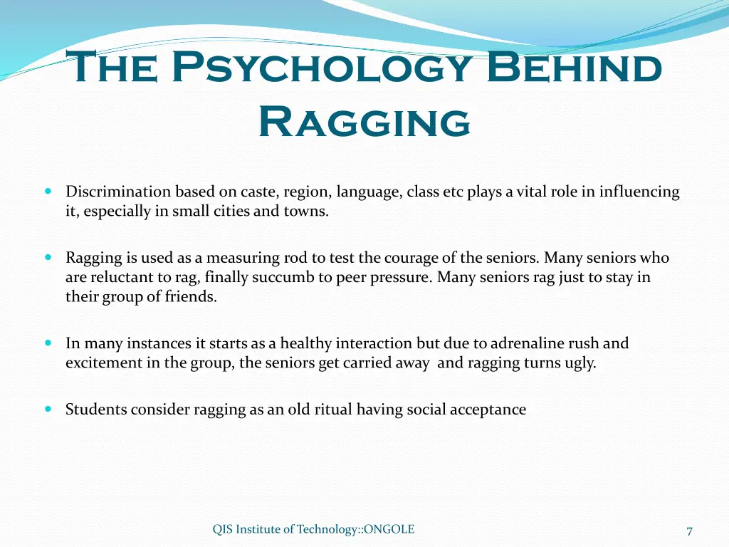 the psychology behind ragging