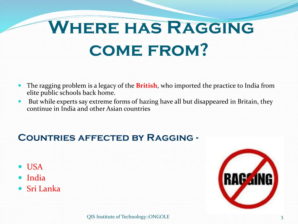 where has ragging come from