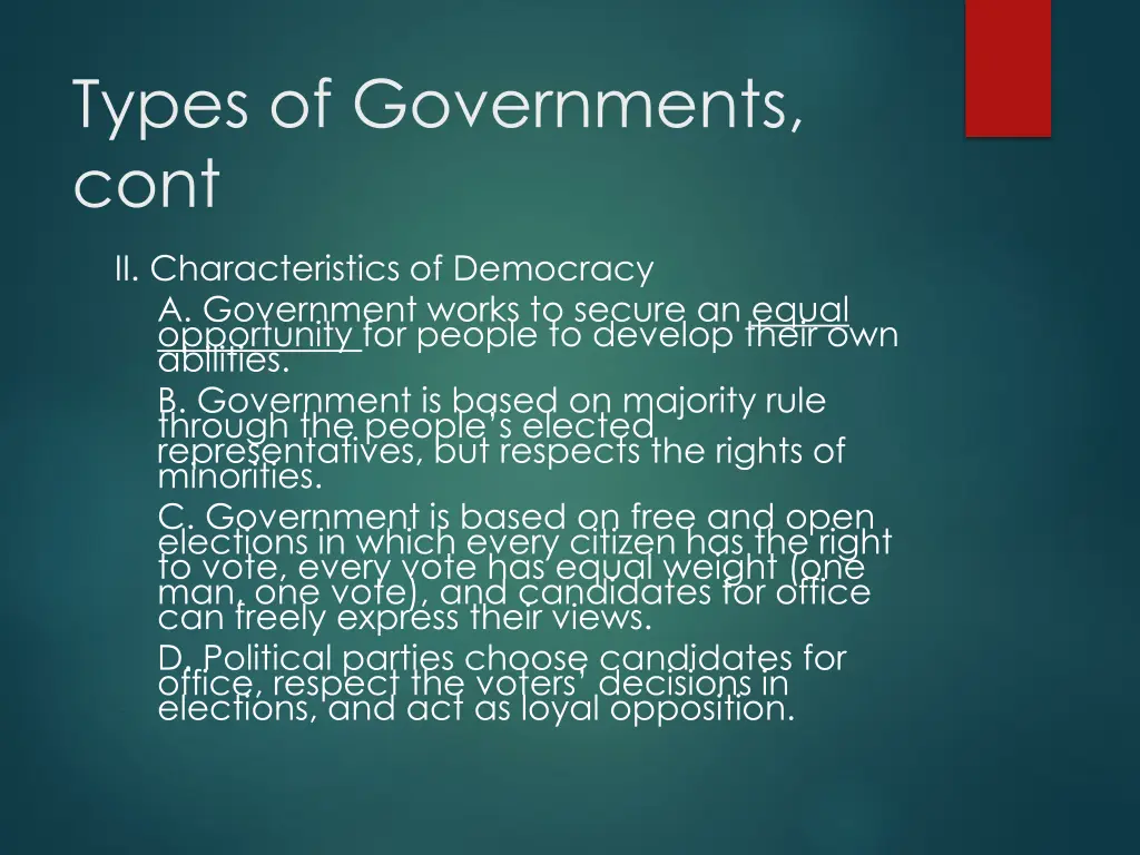 types of governments cont