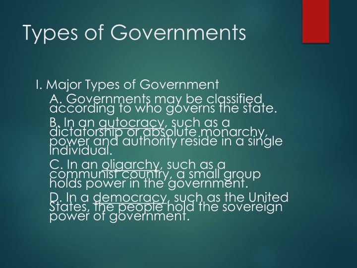 types of governments