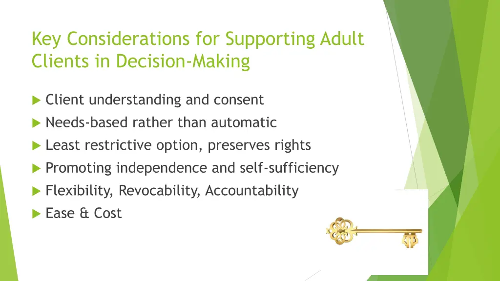 key considerations for supporting adult clients