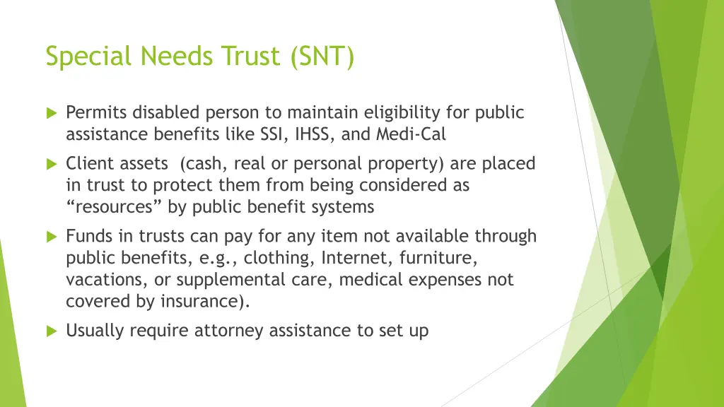 special needs trust snt