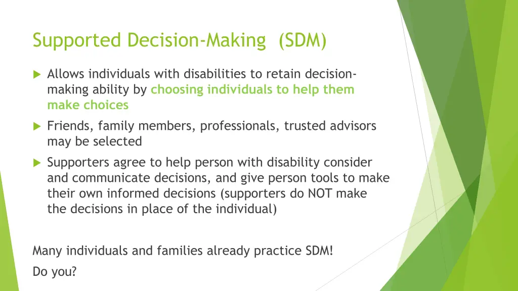 supported decision making sdm