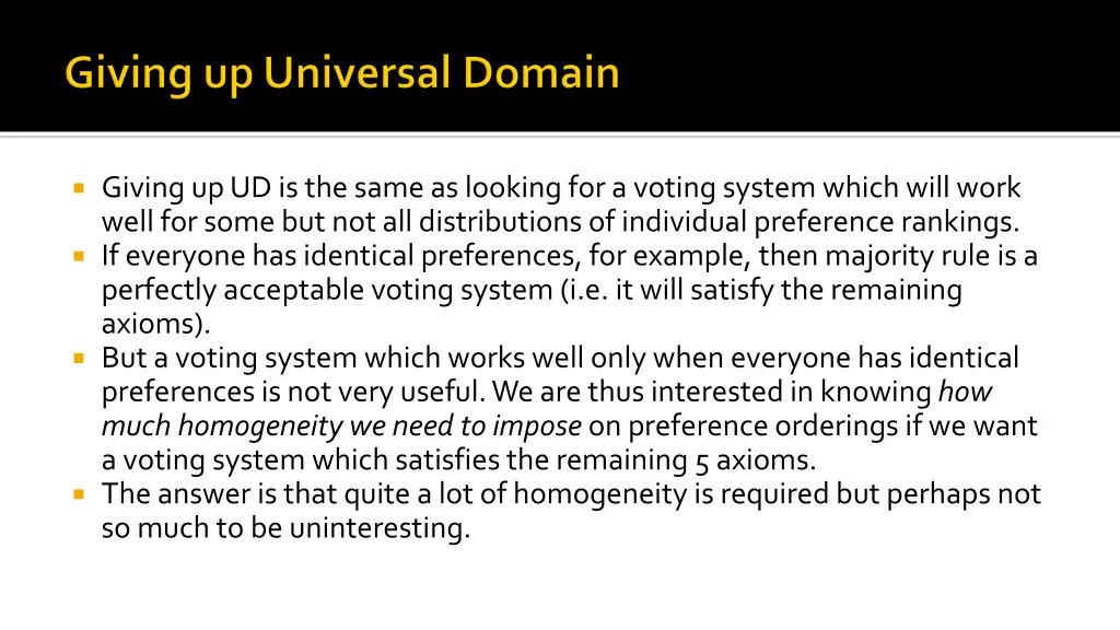 giving up ud is the same as looking for a voting