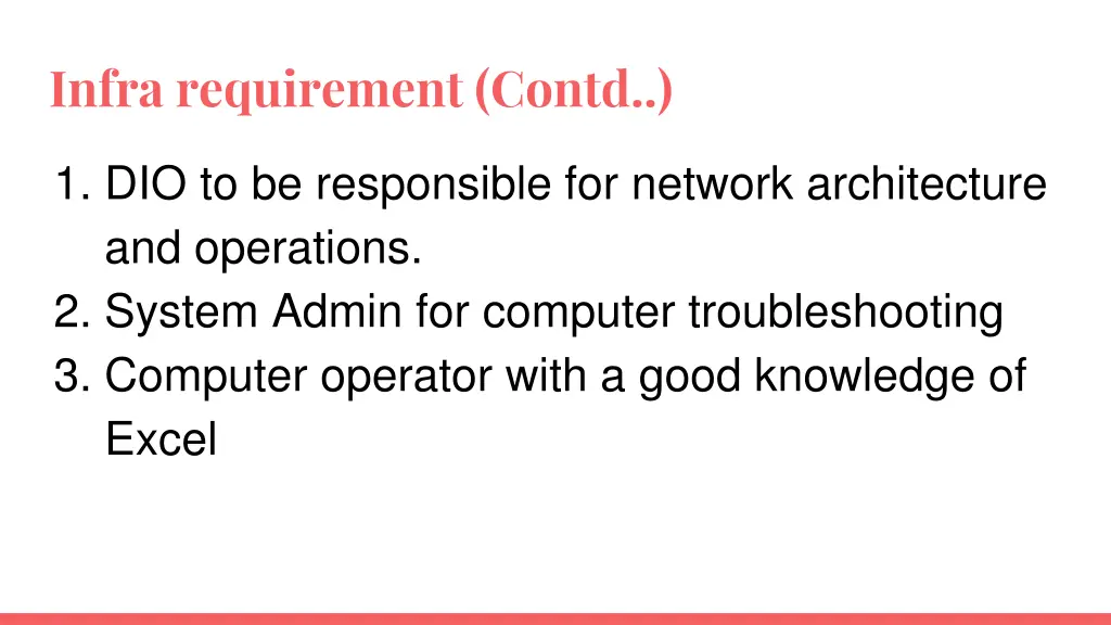 infra requirement contd 1