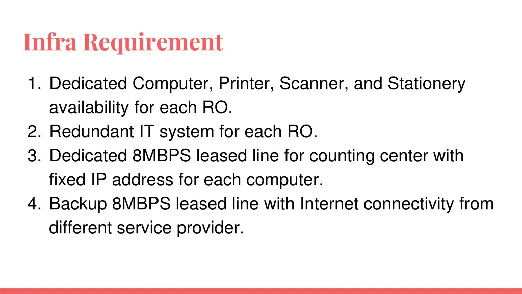 infra requirement