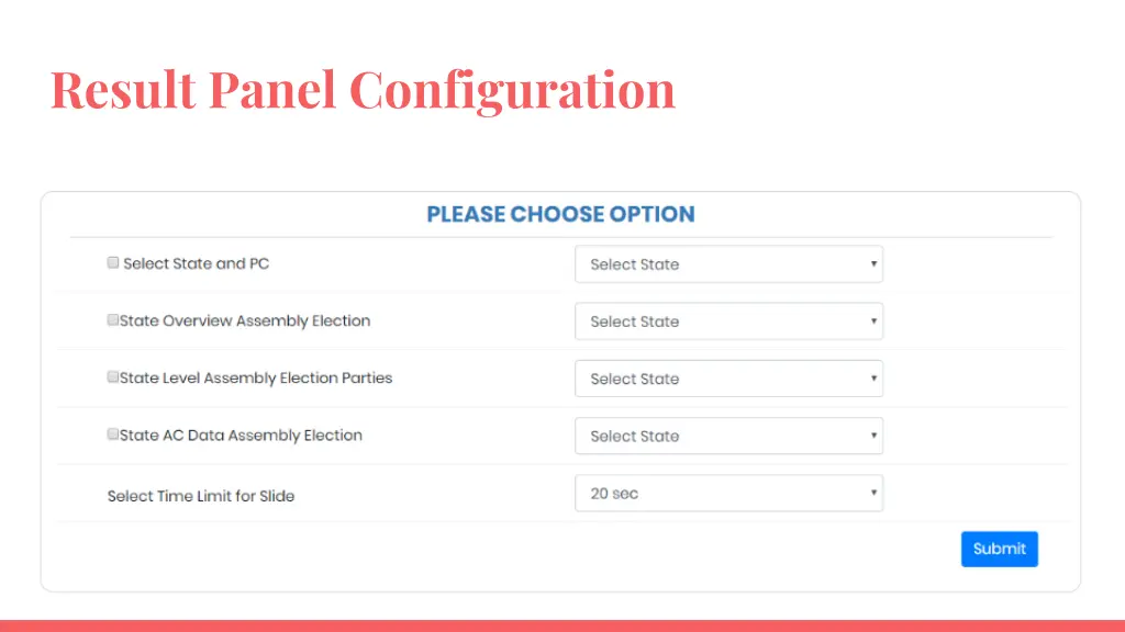 result panel configuration