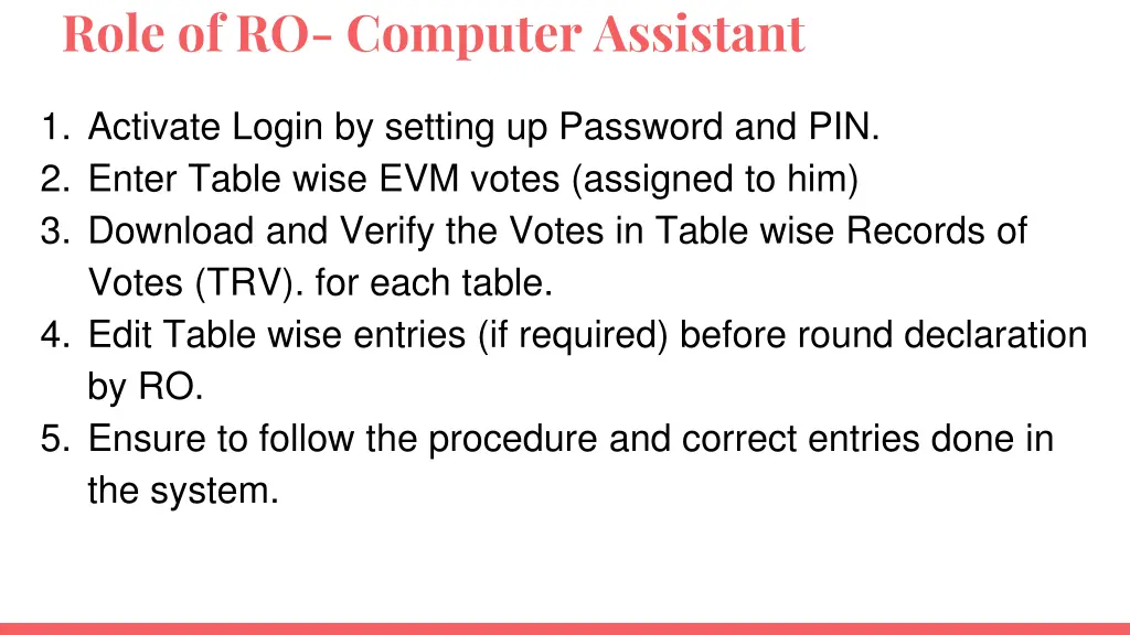 role of ro computer assistant