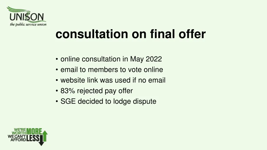 consultation on final offer