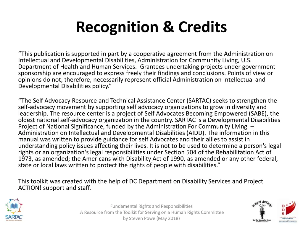 recognition credits