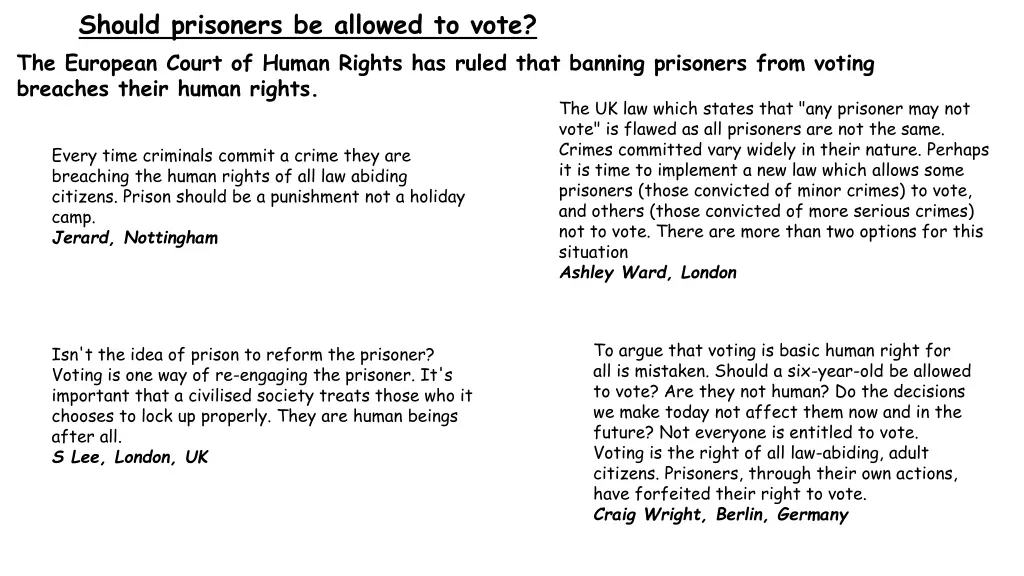 should prisoners be allowed to vote the european