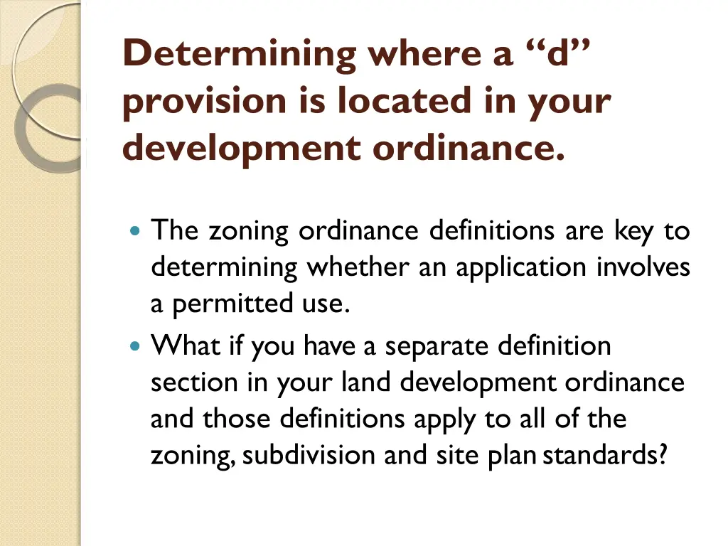 determining where a d provision is located