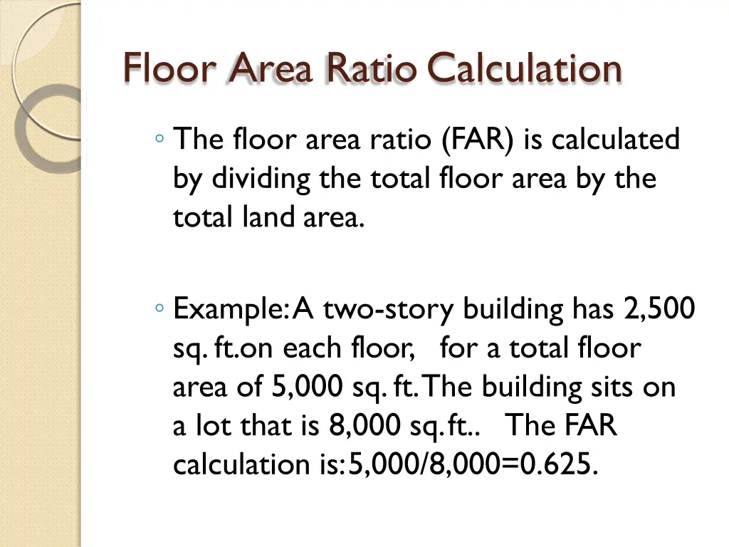 floor area ratiocalculation