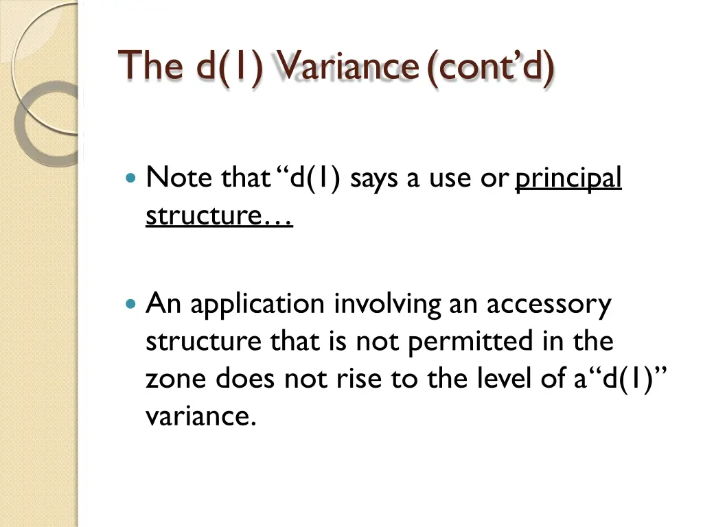 the d 1 variance cont d