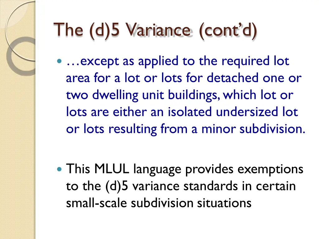 the d 5 variance cont d