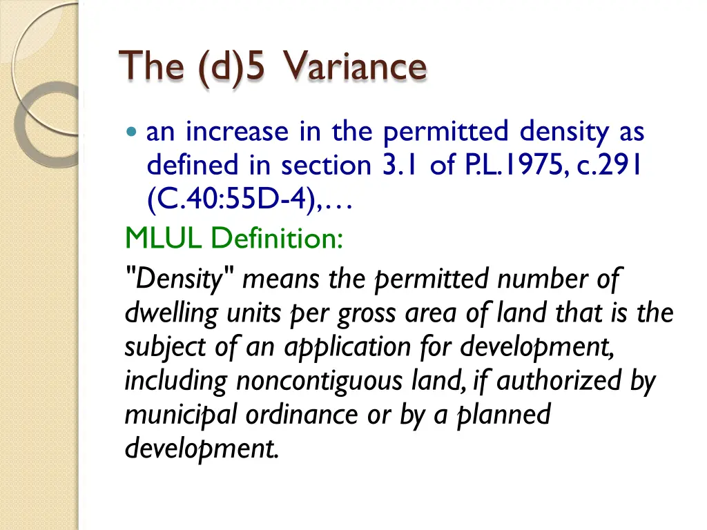 the d 5 variance